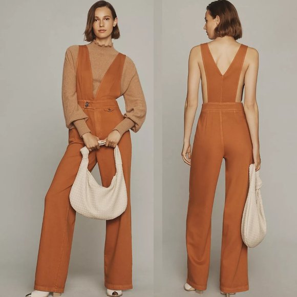 Anthropologie Pants - Anthropologie Pilcro Deep-V Jumpsuit   mango color new nwt